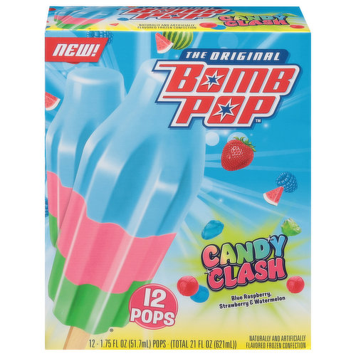 Bomb Pop Pops, Candy Clash, Blue Raspberry, Strawberry & Watermelon