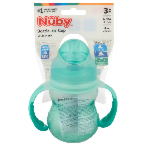 Nuby Bottle-to-Cup, Wide Neck, 8 Ounce, 3m+