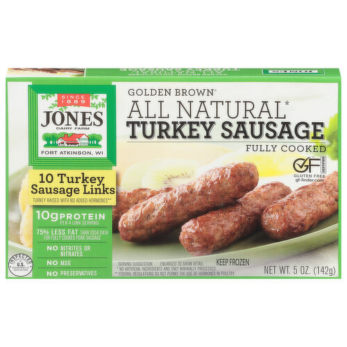 Jones Dairy Farm Sausages Links, Turkey, Golden Brown