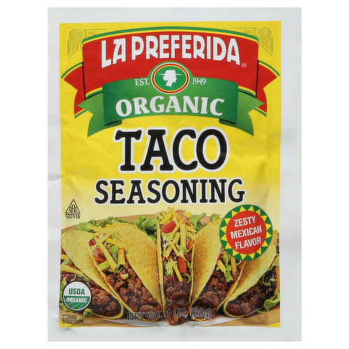 La Preferida Taco Seasoning, Organic, Zesty Mexican Flavor