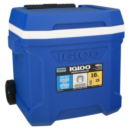 Igloo Cooler, Roller, Profile II, Blue, 16 Quart