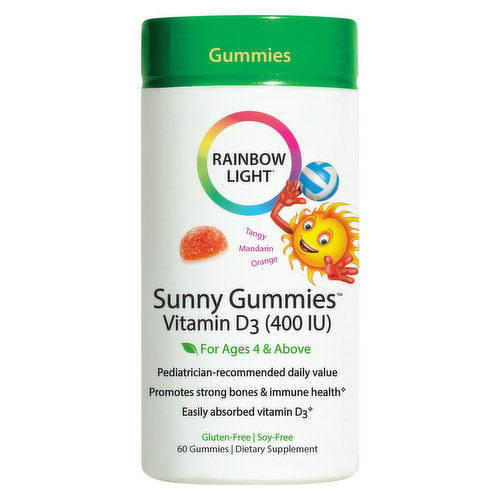 Rainbow Light Sunny Gummies Vitamin D3, 400 IU, Gummies, Tangy Mandarin Orange