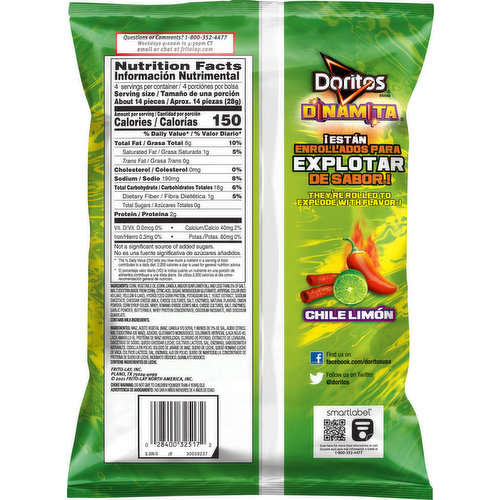 Cheetos, Flamin' Hot & Doritos Dinamita Chile Limon Snacks, 8 oz. Bag 