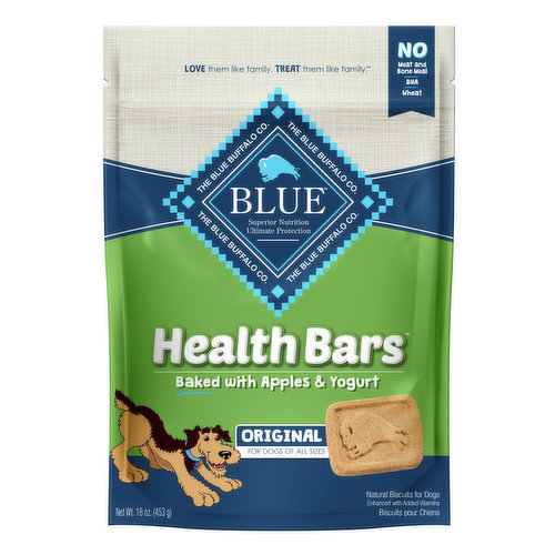 Blue Buffalo BLUE Health Bars Natural Crunchy Dog Treats Biscuits, Apple & Yogurt