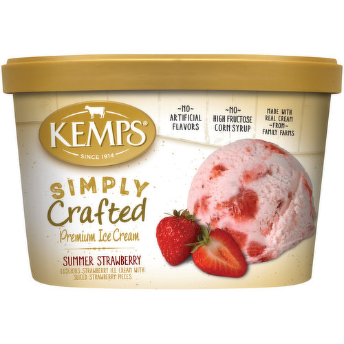 Kemps Simply Crafted Ice Cream, Premium, Summer Strawberry