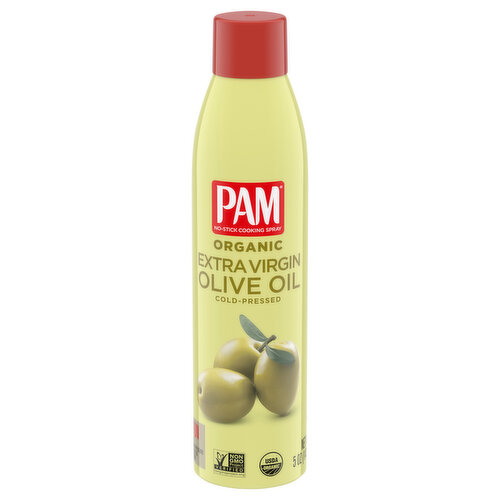 Pam Cooking Spray, Organic, No-Stick, Olive Oil, Extra Virgin, Cold Pressed