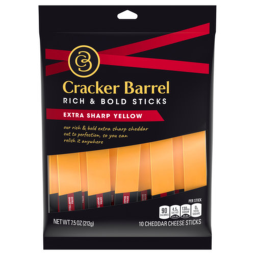 Cracker Barrel Cheese Sticks, Extra Sharp Yellow Cheddar