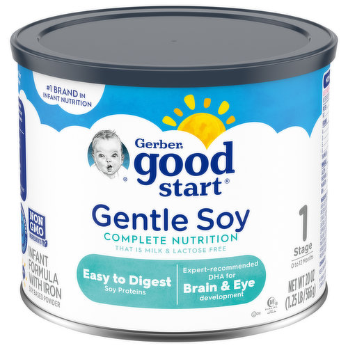 Gerber Good Start Gentle Soy Infant Formula with Iron, Soy Based Powder, Stage 1 (0 to 12 Months)