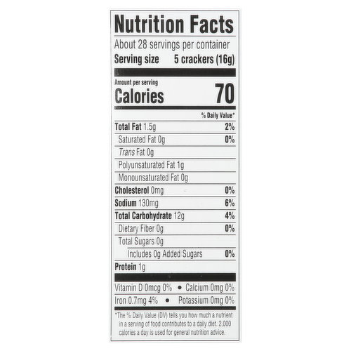 Saltine Crackers Nutrition Label