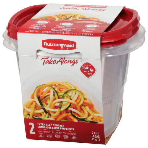 Rubbermaid TakeAlongs Containers & Lids, Extra Deep Squares, 7 Cup