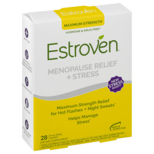 Estroven Menopause Relief + Stress, Maximum Strength, Caplets