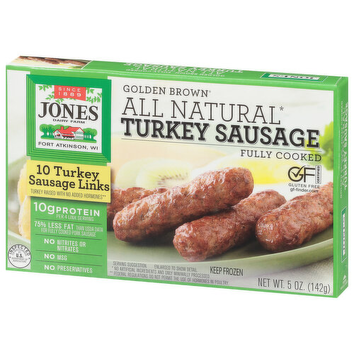 Jones Dairy Farm Sausages Links, Turkey, Golden Brown