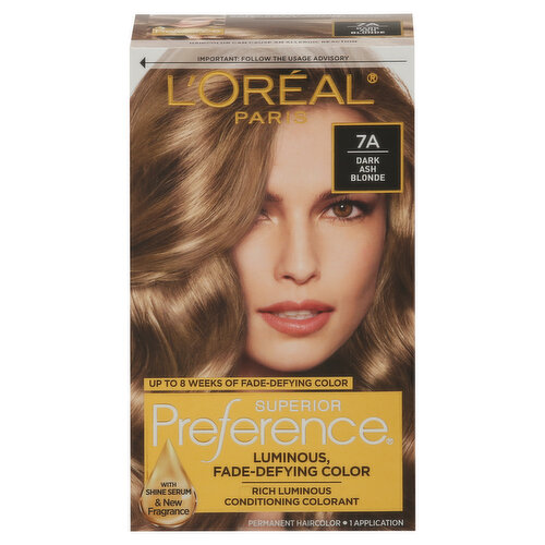 L'Oreal Superior Preference Hair Color, Permanent, Dark Ash Blonde 7A