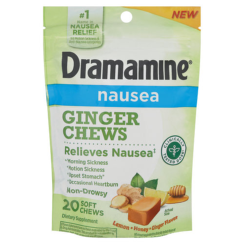 Dramamine Nausea Relief, Ginger Chews, Non-Drowsy