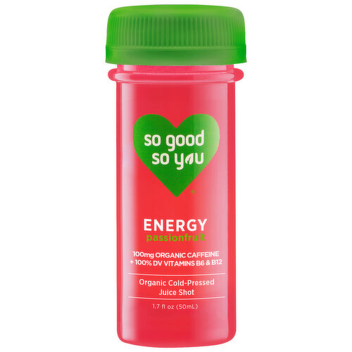 So Good So You Juice Shot, Organic, Cold-Pressed, Energy, Passionfruit