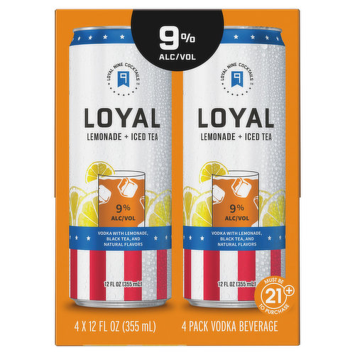 Loyal Vodka, Lemonade + Iced Tea, 4 Pack