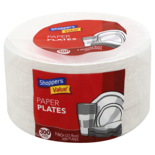 Shoppers Value Paper Plates, 9 Inch