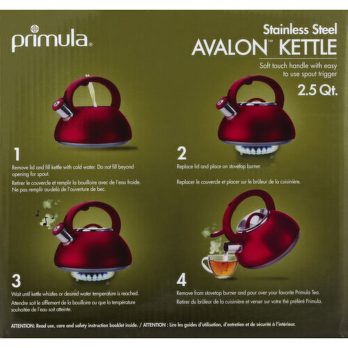 Red Stainless Steel 2-Liter Tea Kettle