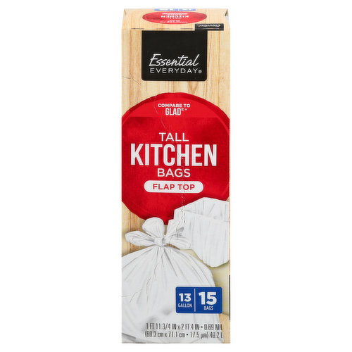 Essentials 13-Gallon Tall Kitchen Trash Bags, 14ct.