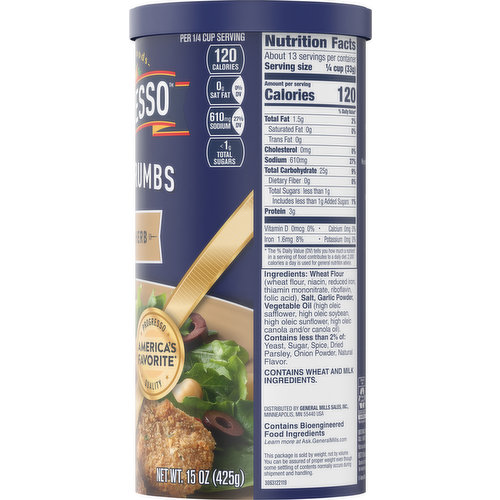 Progresso Bread Crumbs, Garlic & Herb