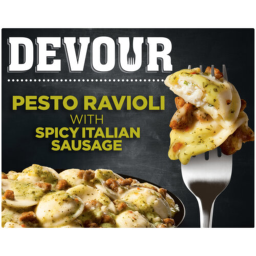 Devour Pesto Ravioli with Spicy Italian Sausage & Classic Basil Frozen Meal