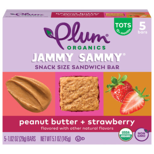 Plum Organics Jammy Sammy Jammy Sammy® Peanut Bttr + Strawbrry 5-Count Box/1.02oz Bars