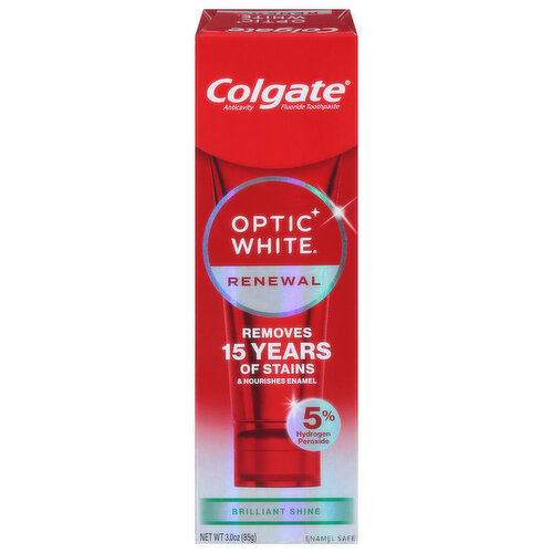 Colgate Optic White Toothpaste, Anticavity Fluoride, Renewal, Brilliant Shine