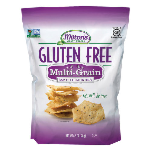 Crafted with seven gluten free grains, three seeds and the perfect hint of sweetness, Milton’s Craft Bakers Gluten Free Multi-Grain Baked Crackers capture the full flavor of our signature multi-grain recipe in a certified gluten free cracker. This is a cracker you can be sure everyone will enjoy! Try pairing with a smoky Gouda and sliced apples.