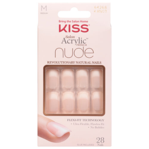 Kiss Salon Acrylic Nails, French, Nude, Medium