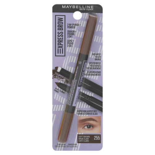 Maybelline Express Brow Pencil + Powder, 2-in-1, Soft Brown 255