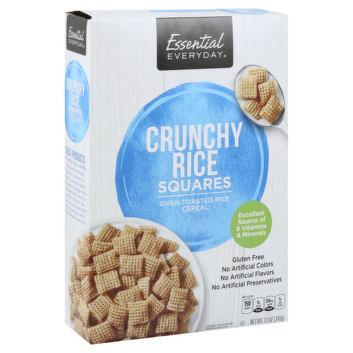 Essential Everyday Cereal, Oven Toasted Rice, Crunchy, Squares