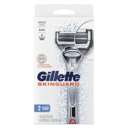 Gillette SkinGuard Men's Razor Handle + 2 Blade Refills