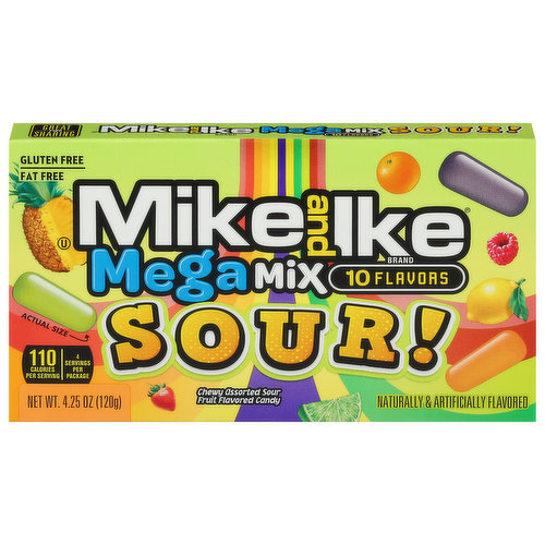 Mike and Ike Candy, Assorted, Sour, Mega Mix