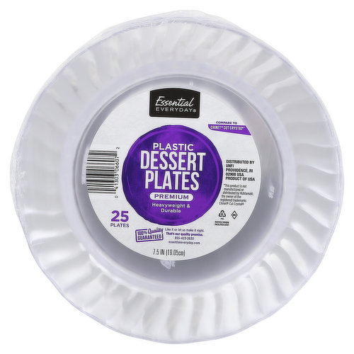 Essential Everyday Dessert Plates, Plastic, 7.5 Inch