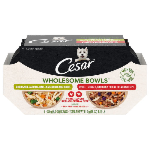 Cesar Wholesome Bowls Dog Food, Canine Cuisine, Assorted