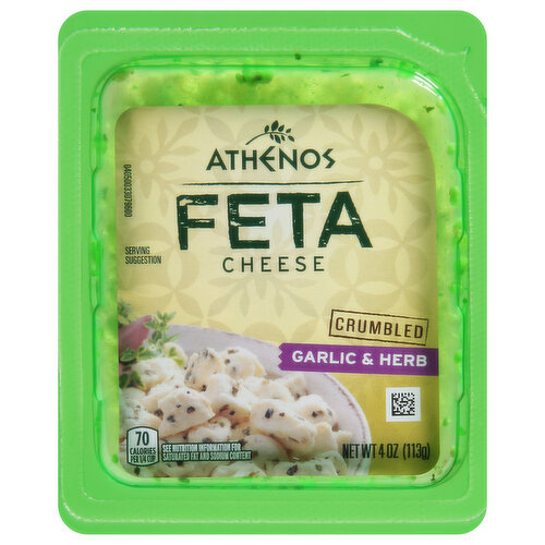 Athenos Cheese, Feta, Garlic & Herb, Crumbled