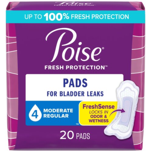 Poise Fresh Protection Postpartum Incontinence Pads for Women Moderate Absorbency Feminine Pads