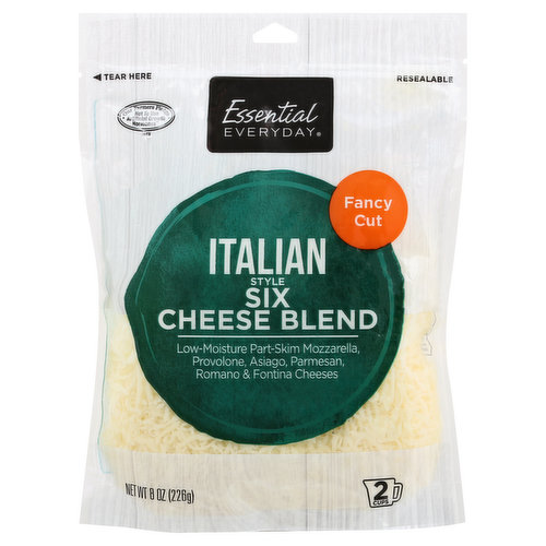 Essential Everyday Six Cheese Blend, Italian Style, Fancy Cut