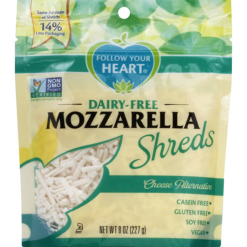 Follow Your Heart Cheese Alternative, Dairy-Free, Mozzarella, Shreds