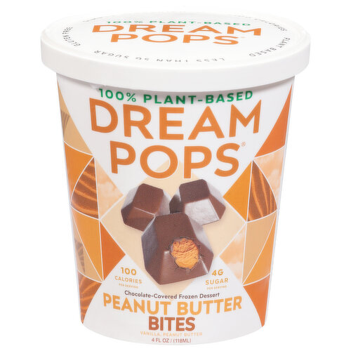 Dream Pops Frozen Dessert, Chocolate-Covered, Peanut Butter Bites