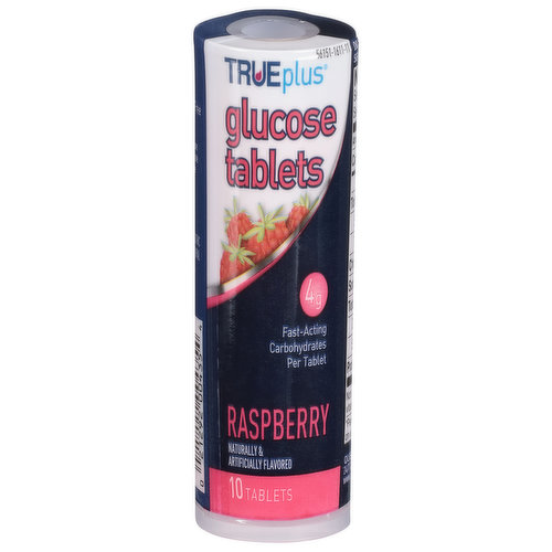 TRUEplus Glucose Tablets, 4 g, Raspberry