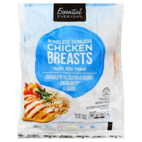 ESSENTIAL EVERYDAY Chicken, Breasts, with Rib Meat, Boneless, Skinless