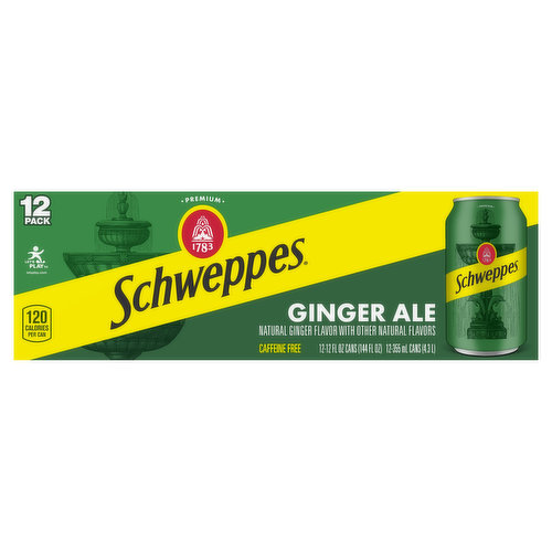 Schweppes Ginger Ale, Caffeine Free, 12 Pack