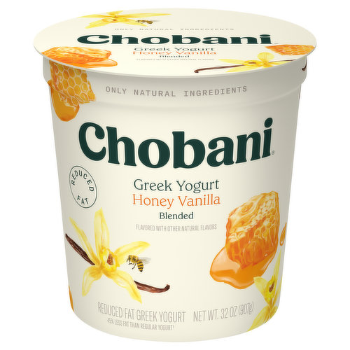 Chobani Yogurt, Reduced Fat, Greek, Honey Vanilla, Blended