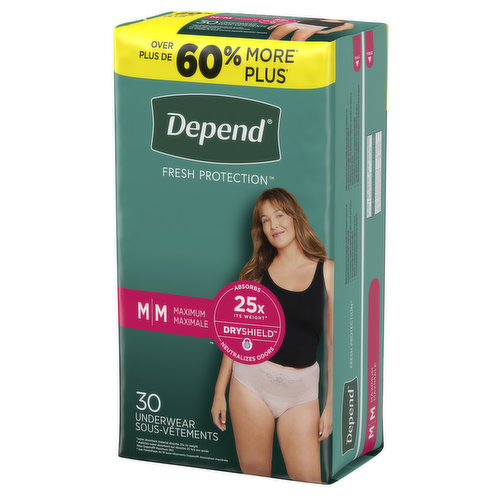 Depend Adult Incontinence Underwear for Women, Disposable, Maximum Maximum  (30 ct) Blush