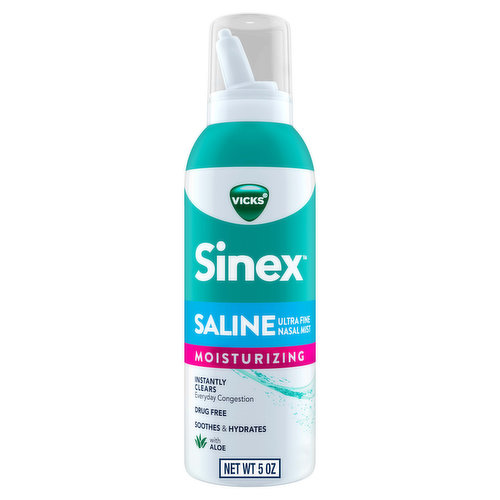 Vicks Saline Vicks Sinex Saline Moisturizing Ultra Fine Nasal Mist with Aloe, Drug Free, 5 Oz