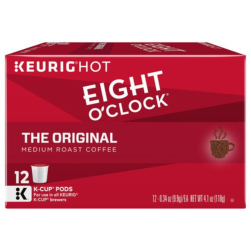 Eight O'Clock Coffee, Medium Roast, The Original, K-Cup Pods, 12 Pack