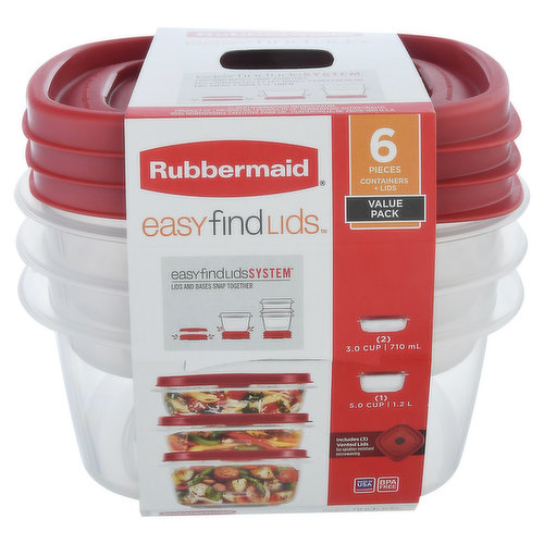 Rubbermaid Containers, Plastic, StainShield, 3.2 Cup, Value Pack 2