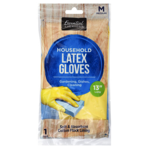 Essential Everyday Latex Gloves, Household, Medium