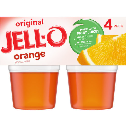 Jell-O Original Orange Ready-to-Eat Jello Cups Gelatin Snack